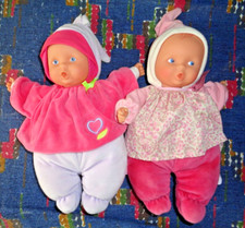 OB/ LOT DE 2 DOUDOU PELUCHE POUPEE COROLLE BABIPOUCE 2012 ROBE COEUR ROSE TBE