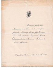 Faire-part Mariage 1893 PIERRE