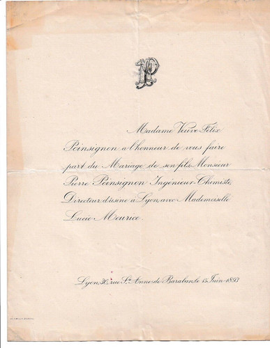 Faire part mariage 1893 pierre - faire-part,