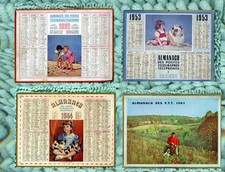 4 Calendriers Almanachs des PTT 1952 1953 1954 1961