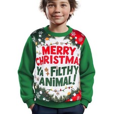 Pull Vert De Noël Pour Enfants Garçons Filles Merry Christmas Ya Filthy Animal