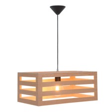 Suspension Lampe de plafond déco cagette en bois naturel compatible LED E27