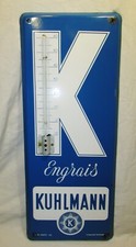 GRANDE PLAQUE EMAILLEE ANCIENNE THERMOMETRE ENGRAIS KUHLMANN  Emaillerie Neuhaus