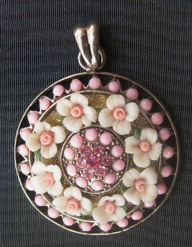 Vintage pendentif fleuri - pendentif,