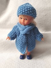 tenue bleue vêtements pour poupée Mini Corolline Corolle gilet écharpe bonnet