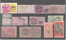 FISCAUX  EX COLONIES FRANCAISES 12 TIMBTRES