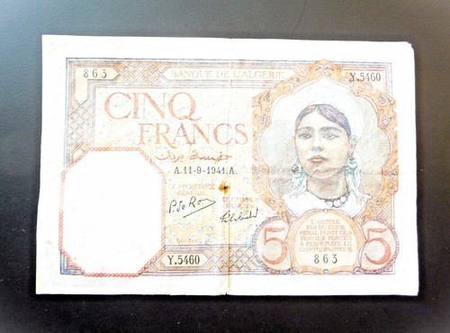 Algerie billet francs - 5,