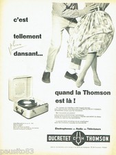 PUBLICITE ADVERTISING  026  1958  Ducretet-Thomson  valise éléctrophone 16 tours
