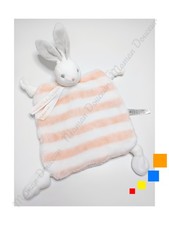 Doudou Plat Lapin Blanc Rayé