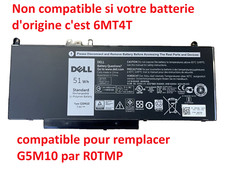 Batterie d'origine Dell Latitude E5450 E5550 G5M10 7.4V 51Wh