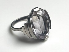 ANCIEN Bague Art Déco Argent Quartz ANTIQUE Sterling Silver Ring Anillo Anello