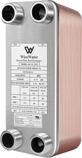 Plate Heat Exchanger, 4"X 12" 20 Plates Water to Water Heat Exchanger, Copper/Ss