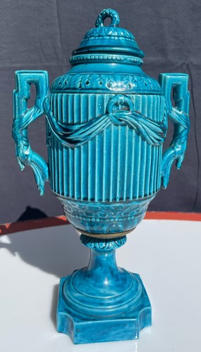 Ancien pot couvert - , bleu