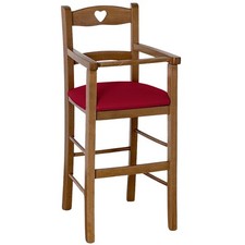 Chaise en Bois Couleur Noyer Claire Avec Siège Rembourré Cuir Artificiel Rouge