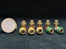 Lot de 10 anciennes prises jack femelles en laiton avec rondelles multicolores