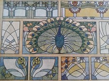 ART NOUVEAU VITRAIL PAON