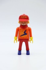 PLAYMOBIL HOMME skieur, combinaison orange et rouge - 3693
