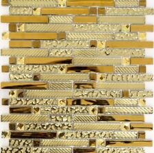 Pâte de Verre / Or Miroir Mosaïque Cuisine Brique 86-0107 10 Mosaikplatten