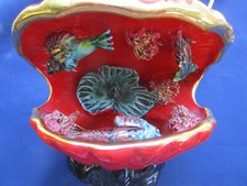 Ancienne lampe veilleuse VALLAURIS Coquille St-Jacques Poissons électrifié