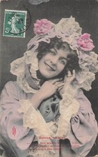 CP AMOUR MASQUE FEMME SOURIT COIFFE FROUFROU DENTELLE - "RACCORD" EN HAUT 89557