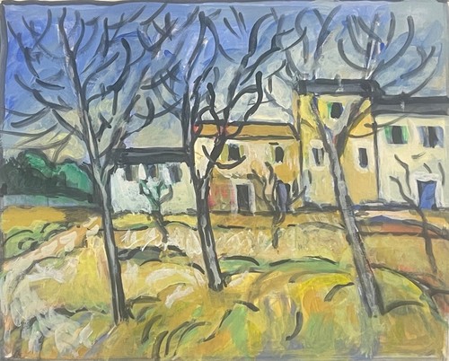 Paysage provence gouache - paysage,
