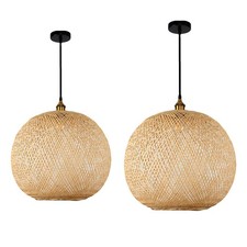 Lampe de lustre en bambou tissé à la main en rotin pour salle à manger de