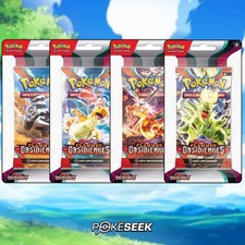 Artset X4 BLISTERS EV3 SCELLÉ Pokémon Flammes Obsidiennes AVEC DRACAUFEU NEUF