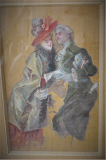 COUPLE  PEINTURE SUR SOIE