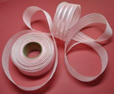 RUBAN Cablé ROSE EN ORGANZA et SATIN  LARGEUR 5 CM ROULEAU DE 44 METRES