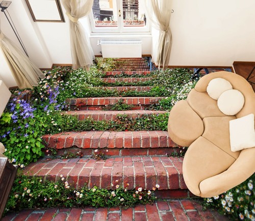 Escalier rouge 2110 sol - 3d,