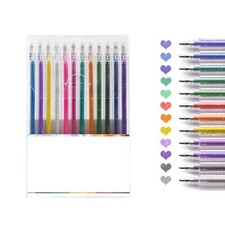 Lot de 12 Stylo Gel Paillette Feutres de Coloriage Glitter Stylos à Encre Gel...