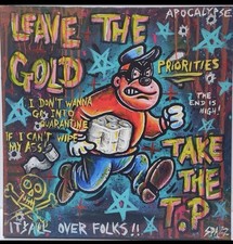 SPAZZ Street Art Pop Art Graffiti Sur Toile Style Banksy Warhol Signé  50x50cm