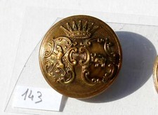 TRES RARE BOUTON UNIFORME MILITAIRE ARMOIRIE - COURONNE LION VACHE? XIXe D:22mm