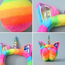 1 pièce cache-oreilles licorne chauffe-oreilles peluche chaud pliable NEUF
