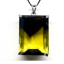 Pendentif En Argent Sterling 925 Certifié En Quartz Citron Bio 26,56 G 39x26mm