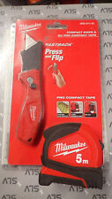 Mètre Ruban 5 mètres 19mm et Cutter Pliant cran d'arrêt FastBack MILWAUKEE