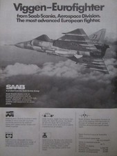 4/1975 PUB AVION SAAB SCANIA VIGGEN FIGHTER SWEDISH AIR FORCE ORIGINAL AD