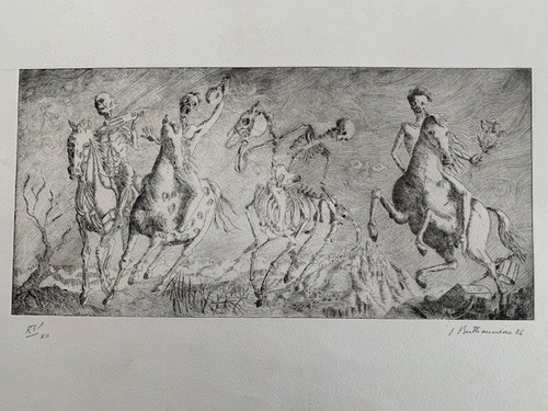 Rare eaux forte cavalier - eaux,