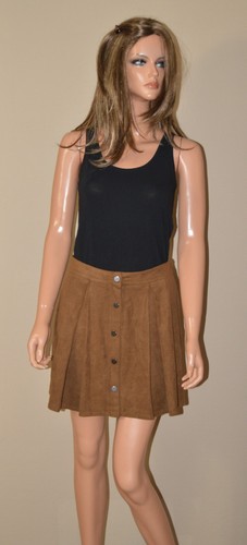 Jupe marron beige aspect daim