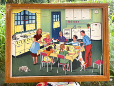 superbe ancienne affiche scolaire rossignol géo repas en famille la maladie