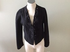 Giorgio Armani Black Jacket Long Sleeve Wool Blend Nubby Made in Italy