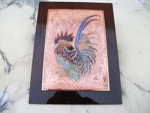 Beau tableau coq emaux - ",