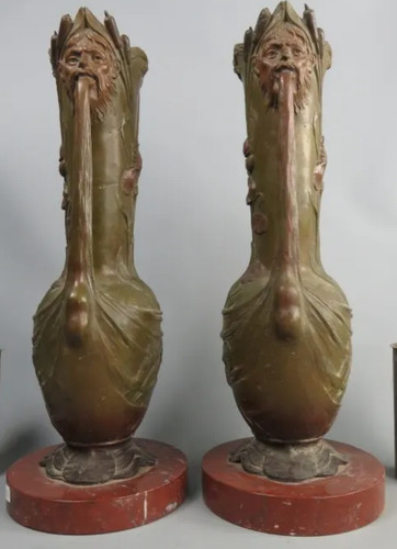 Art nouveau paire vases - de, en