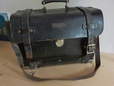 ANCIENNE GRANDE SACOCHE CUIR NOIR CHEMINOT MECANICIEN OUTIL MÉCANO GARAGE 1940