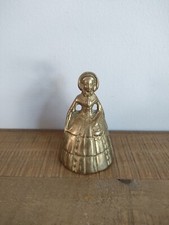 Cloche De Table Bronze Laiton Femme Elegante Robe Marquise - Vintage 2