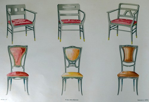 Estampe originale chaises - estampe,