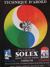 PUBLICITÉ POUR VELOSOLEX CARBURATEUR SOLEX TECHNIQUE D'ABORD