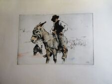 Pal FRIED (1893-1976) RARE GRAVURE ORIGINALE BERGER CHEVAL MOUTON HONGRIE SIGNEE