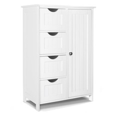 VOUNOT Meuble de salle de bain rangement 4 tiroirs 1 porte 82x55x30cm blanc