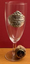 CHAMPAGNE 2000 - Flûte à Champagne en verre avec inscription sur plaque en étain